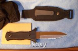 Bench Mark Vintage Boot Knife Double Edge With Shoulder Rig Nib Made In The USA