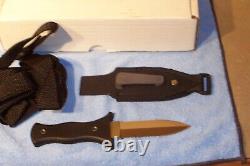 Bench Mark Vintage Boot Knife Double Edge With Shoulder Rig Nib Made In The USA