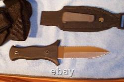 Bench Mark Vintage Boot Knife Double Edge With Shoulder Rig Nib Made In The USA