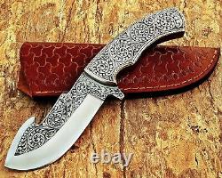 Best D2 Steel Hand Crafting Engraved Hunting Dagger Boot Knife Blade Sheath