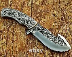 Best D2 Steel Hand Crafting Engraved Hunting Dagger Boot Knife Blade Sheath