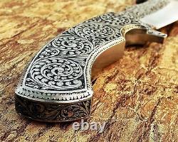 Best D2 Steel Hand Crafting Engraved Hunting Dagger Boot Knife Fix Blade Sheath