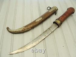 Big Copper Antique Moroccan Koummya Curved Fighting Dagger Knife Arabic Knives