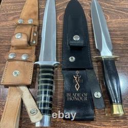 Boh-2pcs Custom Handmade D2 Tool Steel Hunting Dagger Set With Leather Sheath