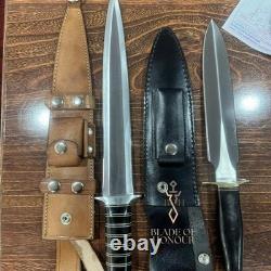Boh-2pcs Custom Handmade D2 Tool Steel Hunting Dagger Set With Leather Sheath