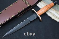 Boker Plus V-42 Fixed Blade SK-85 Steel / Dagger Style Blade / Leather Handle