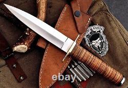 Boot Tactical D2 Tool Steel Battle Ready Combat Dagger Knife With Leather Sheath