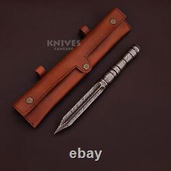 Boot Tri Edge KrIs Dagger Custom Handmade Damascus Steel Survival Dagger Knife
