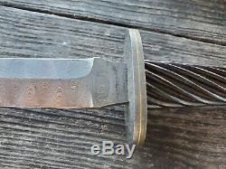 Brent Sandow Damascus Dagger African Blackwood Gold Inlay Knife