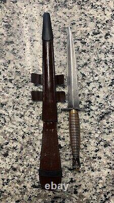 British English WW2 Fairbairn Sykes Fighting Knife Stiletto Dagger with Sheath