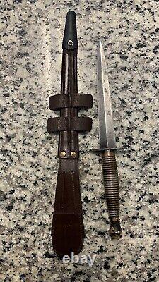 British English WW2 Fairbairn Sykes Fighting Knife Stiletto Dagger with Sheath