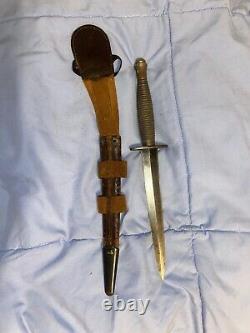 British English WW2 Fairbairn Sykes Fighting Knife Stiletto Dagger with Sheath