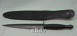 British Sheffield England fighting knife dagger black with leather sheath