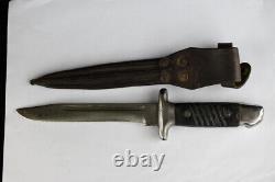 Bulgarian German Combat Trench Fighting Knife Remake Dagger & Leather Scabbard