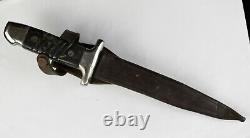 Bulgarian German Combat Trench Fighting Knife Remake Dagger & Leather Scabbard