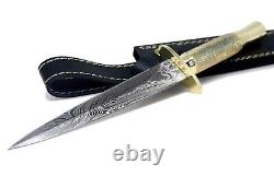 Bushcraf Dagger knife Handmade Tactical Survival Hunting EDC Damast Damascus