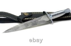 Bushcraf Dagger knife Handmade Tactical Survival Hunting EDC Damast Damascus