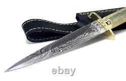 Bushcraf Dagger knife Handmade Tactical Survival Hunting EDC Damast Damascus