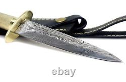 Bushcraf Dagger knife Handmade Tactical Survival Hunting EDC Damast Damascus