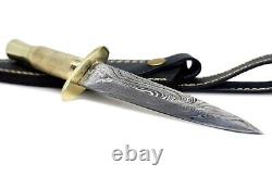 Bushcraf Dagger knife Handmade Tactical Survival Hunting EDC Damast Damascus