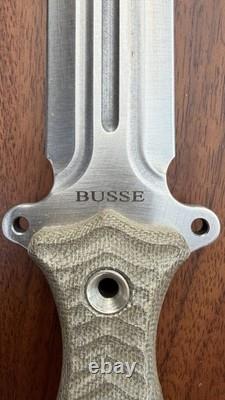 Busse Combat Fixed Blade Spear Point Steel Knife, Micarta, Full Tang