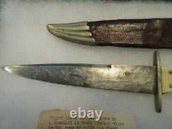 C1840 W&S BUTCHER Sheffield Fighting Bowie Knife Dagger with Original Sheath