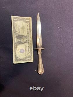 CIVIL gambler sleeve BOWIE Fighting KNIFE Dagger W sterling handle