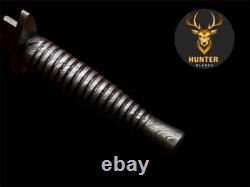 COMBAT DAGGER KNIFE Fixed Blade Handmade Damascus Steel Camping Hunting Knife