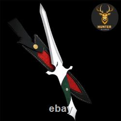 COMBAT NEEDLE POINT DAGGER KNIFE Full Tang Handmade D2 Steel Hunting Knife