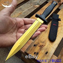 CS GO GOLD Fixed Blade HUNTSMAN DAGGER KNIFE Hunting Tactical Bowie Survival NEW