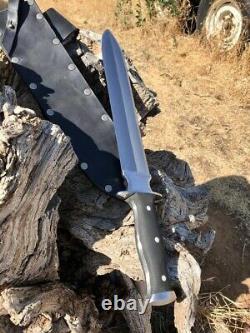 CUSTOM HANDMADE D2 STEEL HUNTING SURVIVAL DAGGER KNIFE MICARTA HANDLE With SHEATH