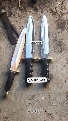 CUSTOM HANDMADE D2 TOOL STEEL HUNTING 2-BOWIE& 1-DAGGER KNIFE LOT OF 3 WithSHEATH