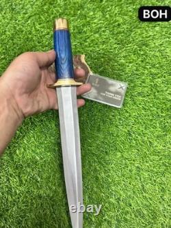CUSTOM HANDMADE D2 TOOL STEEL HUNTING TOOTHPICK DAGGER BOWIE KNIFE WithSHEATH