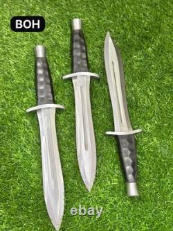CUSTOM HANDMADE D2 TOOL STEEL TARIFF FREE HUNTING DAGGER KNIVES 3PCS LOT WithSHEAT