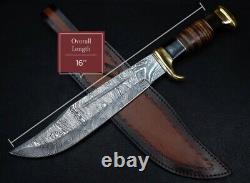 CUSTOM HANDMADE FORGED DAMASCUS STEEL HUNTING BOWIE KNIFE Survival Camping EDC