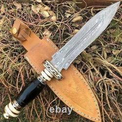 CUSTOM Handmade Hunting Knife, Hand Forged Damascus Bowie Knife, Dagger Knife