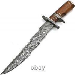 CUSTOM Handmade Hunting Knife, Hand Forged Kris Blade Damascus Bowie Knife