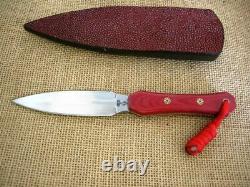 CUSTOM by LEE TACTICAL DOUBLE EDGE DAGGER, FILE KNIFE, RED MICARTA, STINGRAY
