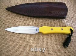 CUSTOM by LEE TACTICAL DOUBLE EDGE DAGGER, FILE KNIFE, YELLOW MICARTA, OSTRICH