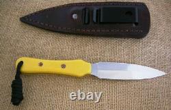 CUSTOM by LEE TACTICAL DOUBLE EDGE DAGGER, FILE KNIFE, YELLOW MICARTA, OSTRICH