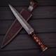 Crafted Damascus Dagger Knife Fixed Blade Grip Handle & Sheath Skaldblades