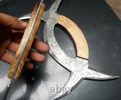 Custom Crafted Hand made Sharp Deer Horn Knife pair (Damascus Version)