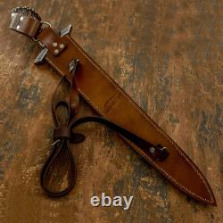 Custom Crown Stag Antler Highlander Dagger Knife by Impact Cutlery Damascus