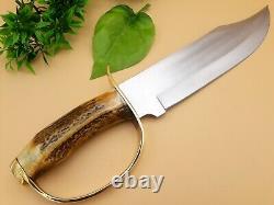 Custom D Guard Antique Stag Antler Viking Handmade Hunting Dagger Bowie Knife