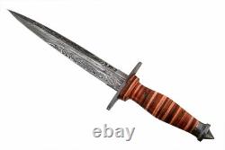 Custom Damascus Steel Blade Replica Wwii Fighting Stiletto Combat Dagger Knives