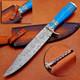 Custom Damascus Steel Dagger Turquoise & Carved Brass
