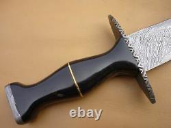 Custom Damascus Steel Hunting Knife Sword Arkansas Toothpick Dagger New Mi-47