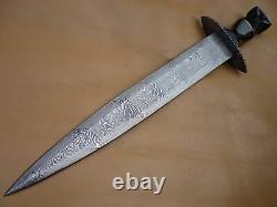 Custom Damascus Steel Hunting Knife Sword Arkansas Toothpick Dagger New Mi-47