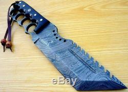 Custom Damascus Steel Hunting Tracker Knife Bowie Dagger Sword Buffalo Mi-35