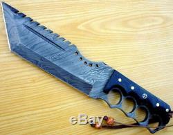 Custom Damascus Steel Hunting Tracker Knife Bowie Dagger Sword Buffalo Mi-35